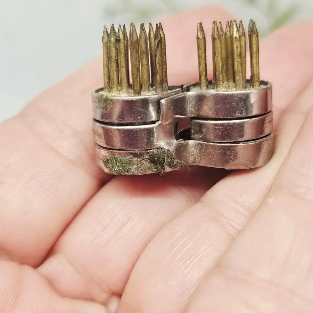 Vintage Small Dual Metal Flower Frog Pins Spikes Floral Arranging 1 Or 2